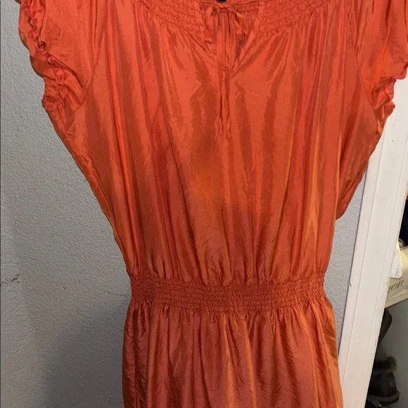 Talbots Bright Orange Tie-Waist Short Sleeve Dress - Picture 3 of 3